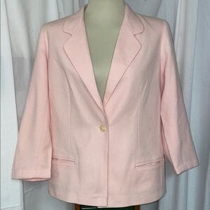Tower Hill Collection Light Pink Wool Lined Blazer. Size 14. Front Pockets.